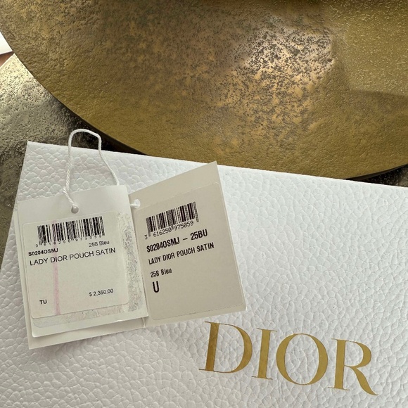 CHRISTIAN DIOR Lady Dior Wallet on Chain Satin Blue - Picture 5 of 5